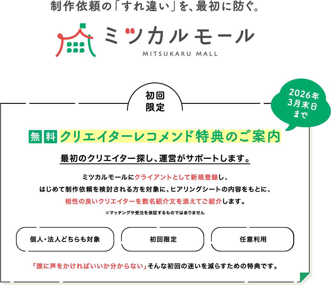 制作依頼の「すれ違い」を、最初に防ぐ。｜ミツカルモール